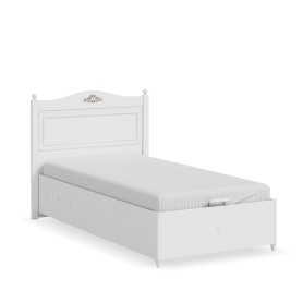 Rustic White säng med förvaring (100x200 Cm)